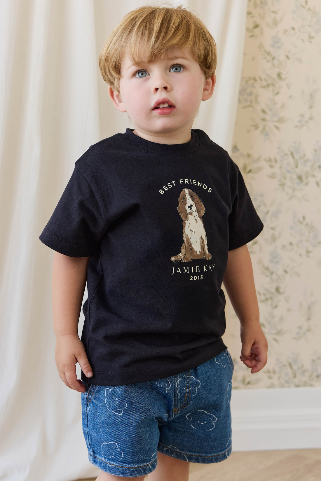 Organic Cotton Bjorn Tee-Dark Navy Best Friends Childrens Top from Jamie Kay Australia