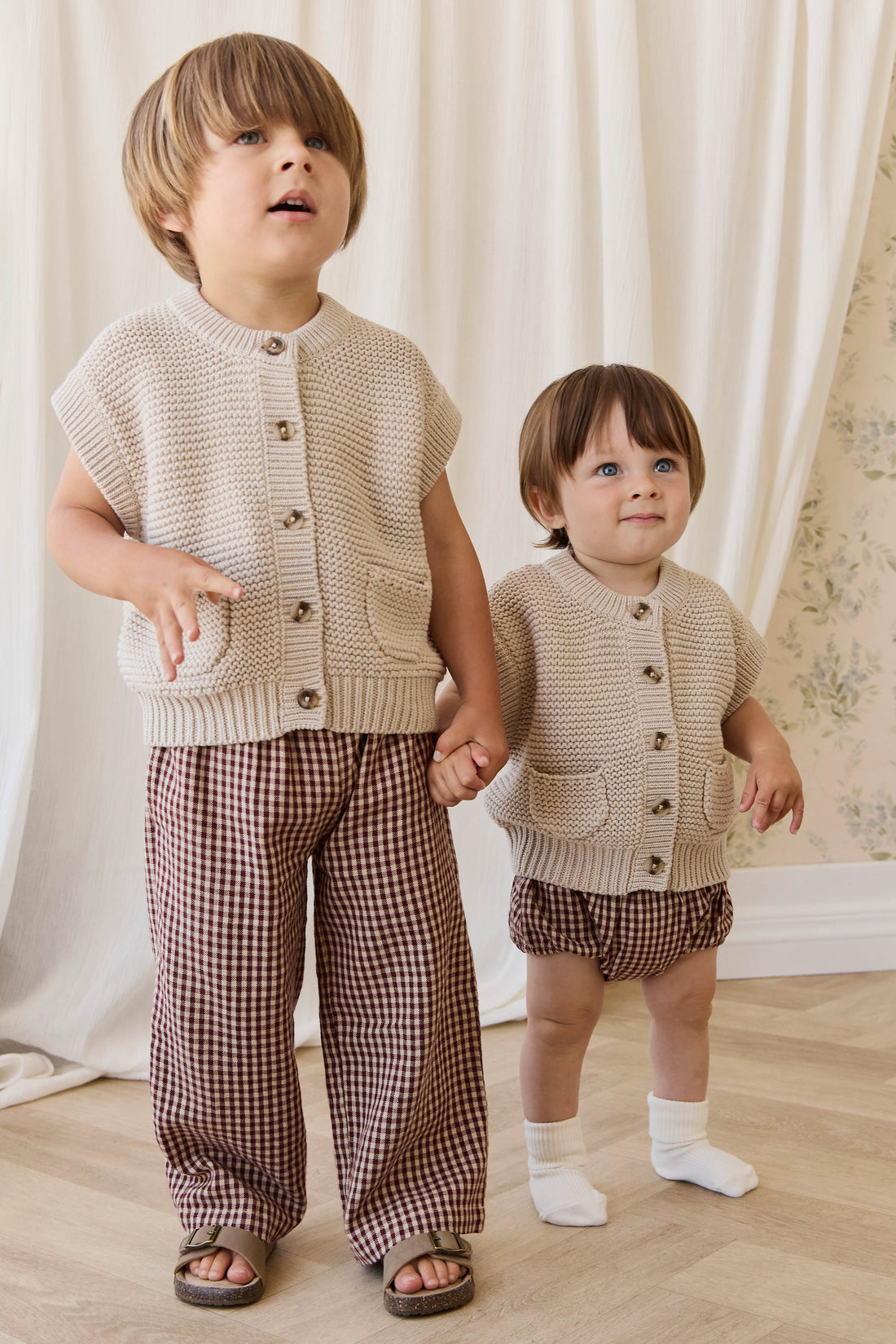 Organic Cotton Gabriel Bloomer-Cinnamon Gingham Childrens Shorts from Jamie Kay Australia