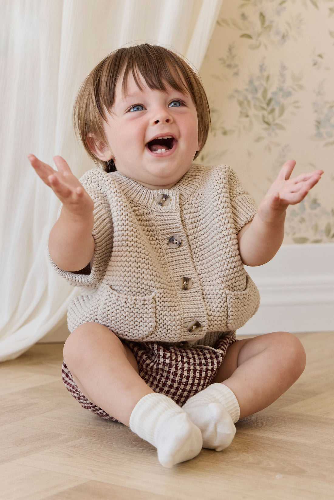 Organic Cotton Gabriel Bloomer-Cinnamon Gingham Childrens Shorts from Jamie Kay Australia