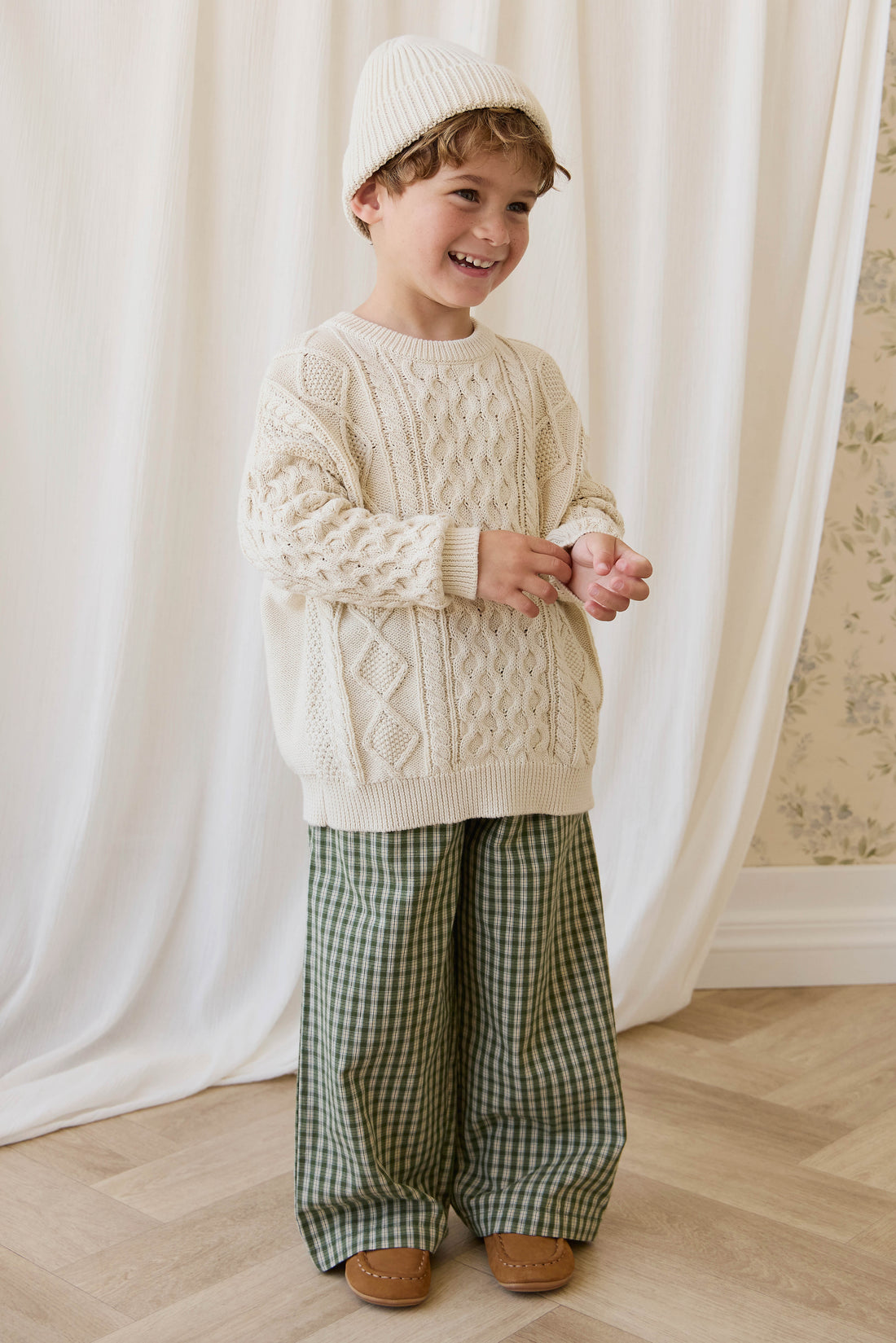 Organic Cotton Kenji Pant - Ravine Check Childrens Pant from Jamie Kay Australia