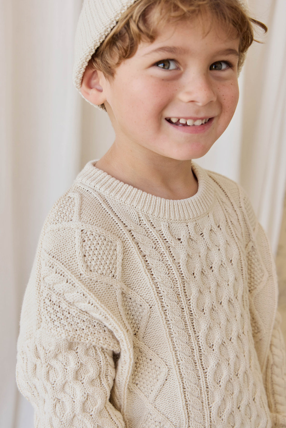 Sawyer Knit Jumper-Vanilla Childrens Jumper from Jamie Kay Australia