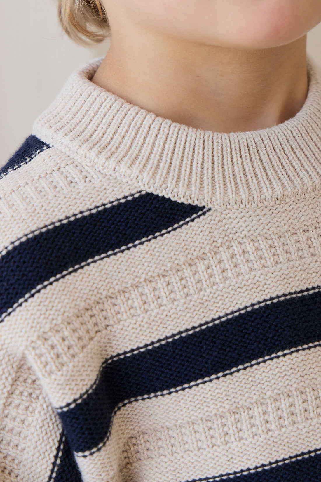 Byron Jumper-Byron Stripe Oat / Eclipse Childrens Jumper from Jamie Kay Australia
