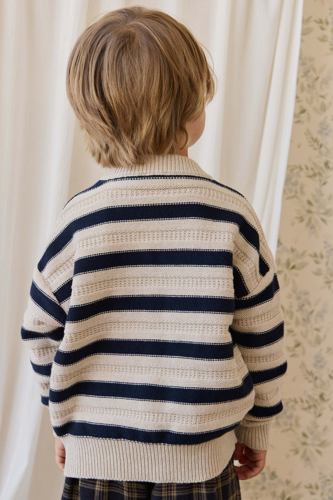 Byron Jumper-Byron Stripe Oat / Eclipse Childrens Jumper from Jamie Kay Australia