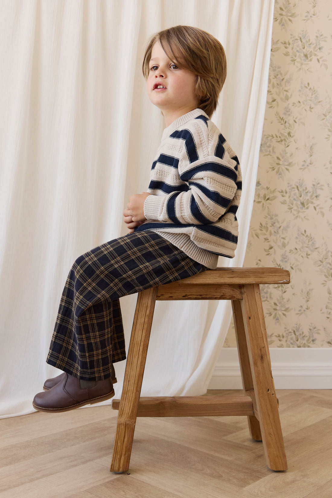 Byron Jumper-Byron Stripe Oat / Eclipse Childrens Jumper from Jamie Kay Australia