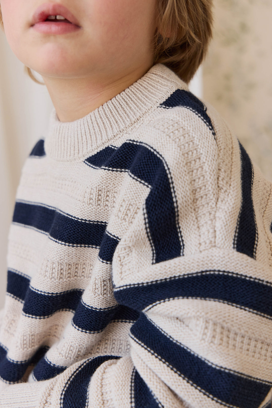 Byron Jumper-Byron Stripe Oat / Eclipse Childrens Jumper from Jamie Kay Australia