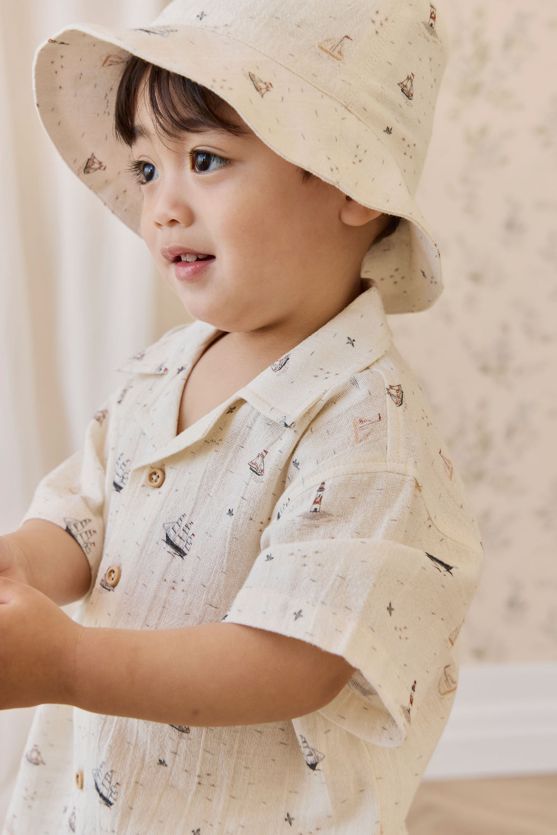 Organic Cotton Woven Bucket Hat-Sailing Day Childrens Hat from Jamie Kay Australia