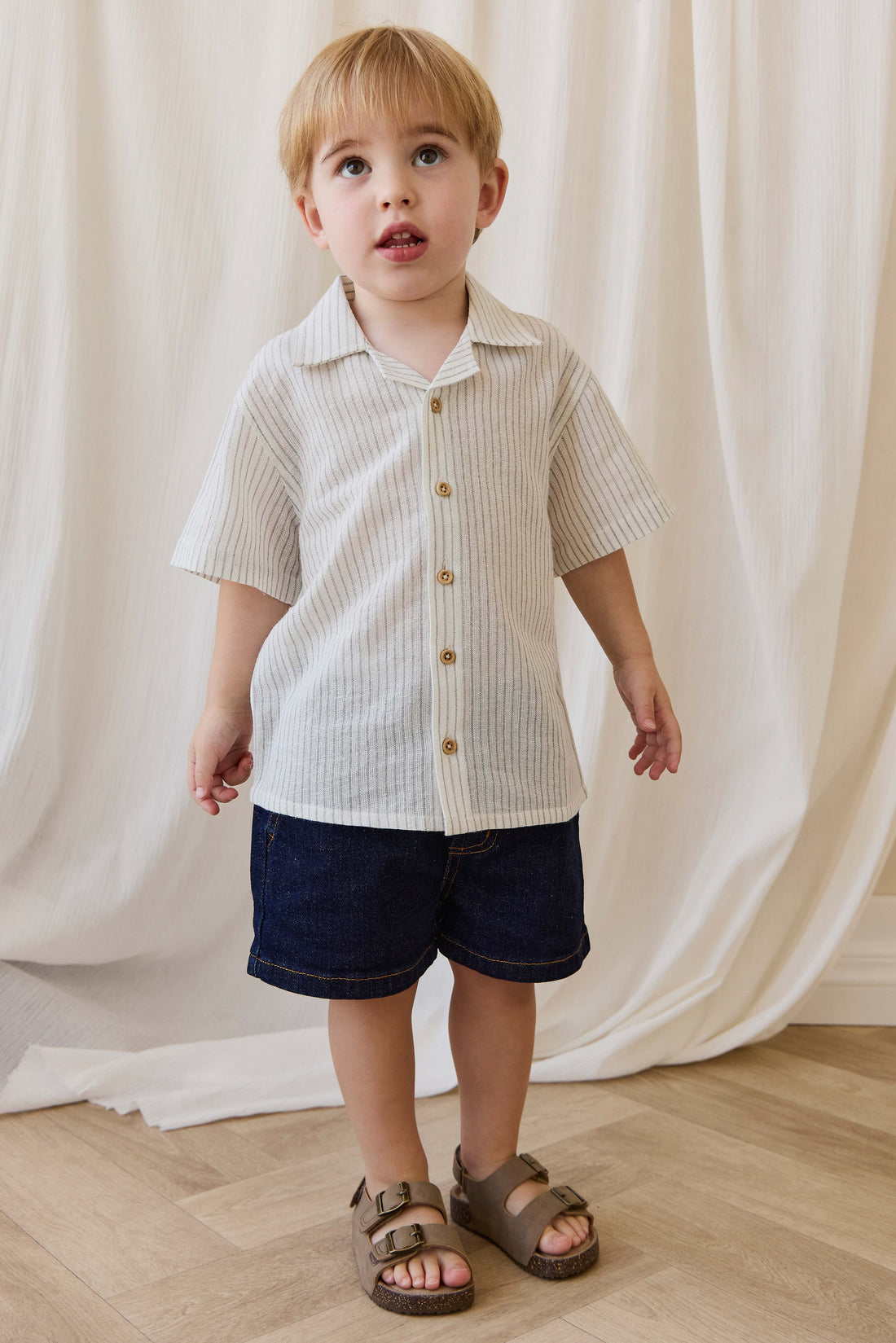 Reid Denim Short-Mid Indigo Denim Childrens Short from Jamie Kay Australia