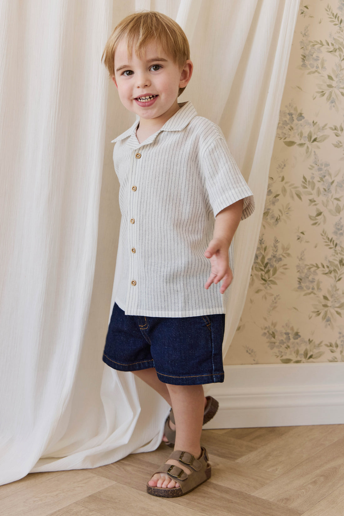 Reid Denim Short-Mid Indigo Denim Childrens Short from Jamie Kay Australia