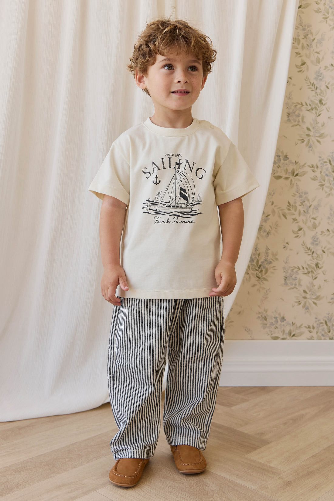 Kingsley Pant-Sailor Stripe Eclipse / Cloud Childrens Pant from Jamie Kay Australia