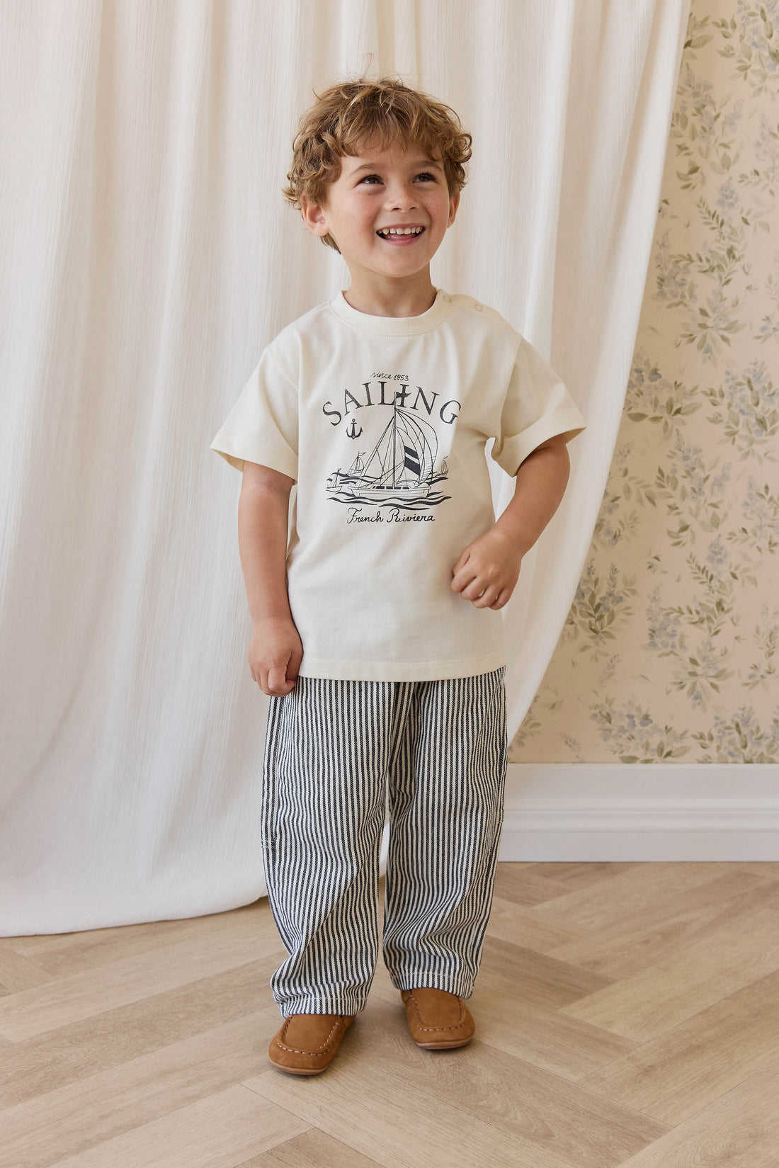 Kingsley Pant-Sailor Stripe Eclipse / Cloud Childrens Pant from Jamie Kay Australia