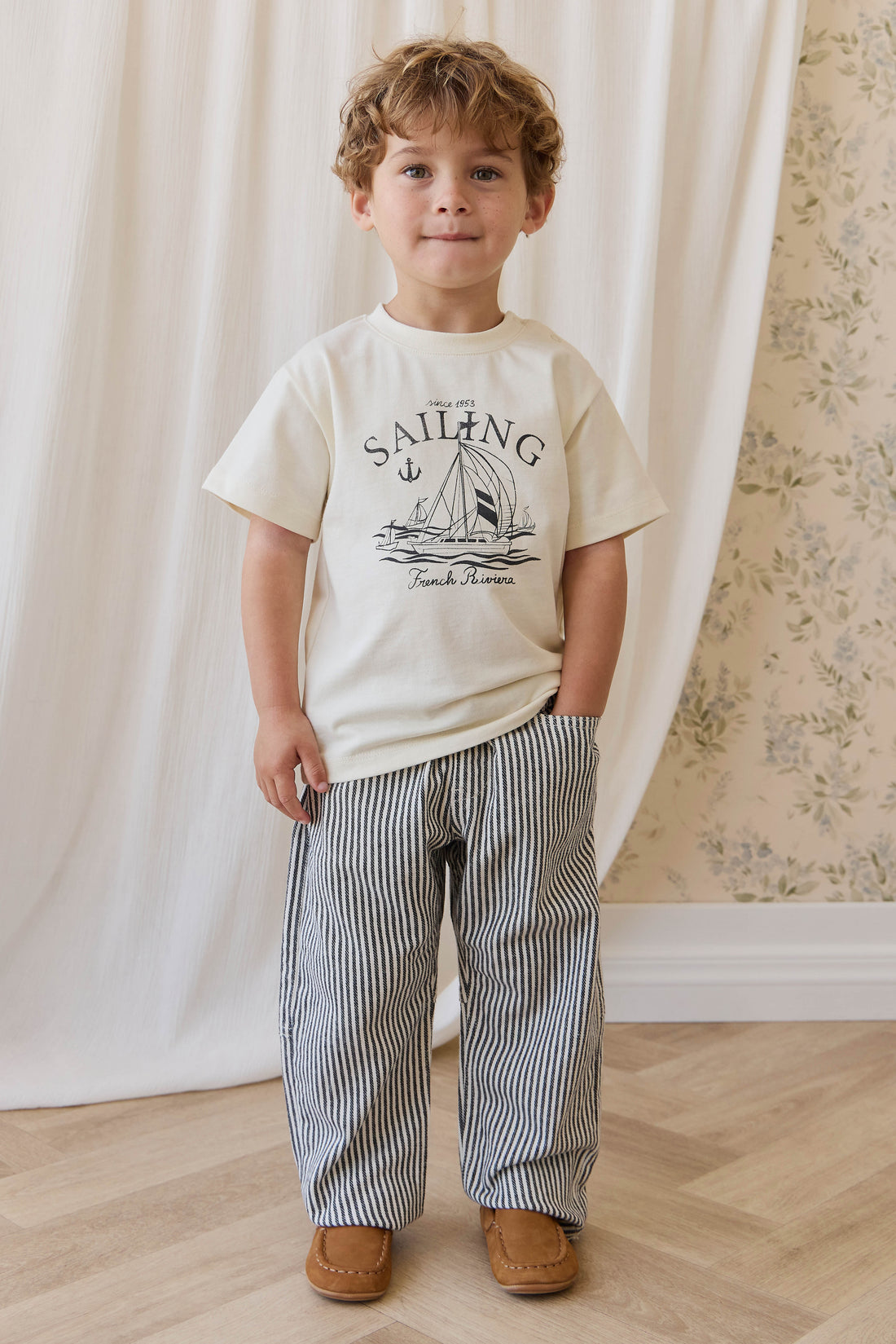 Kingsley Pant-Sailor Stripe Eclipse / Cloud Childrens Pant from Jamie Kay Australia