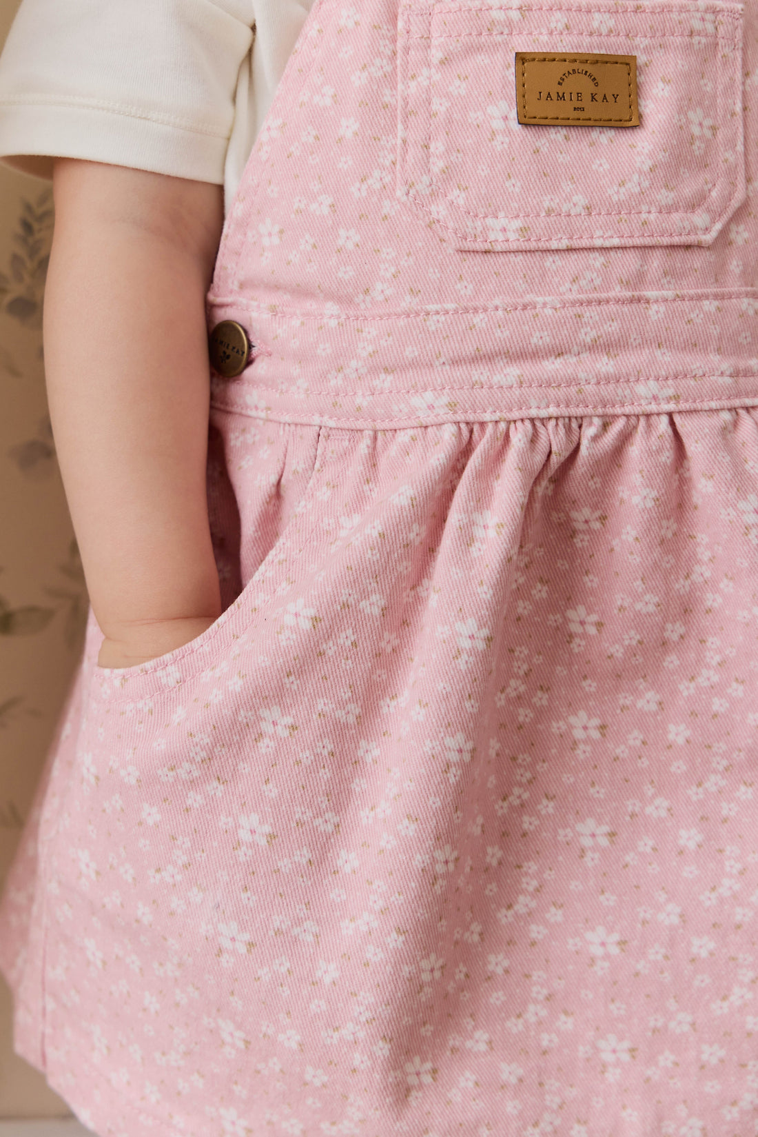 Norah Overall Dress-Paula Powder Childrens Dress from Jamie Kay Australia