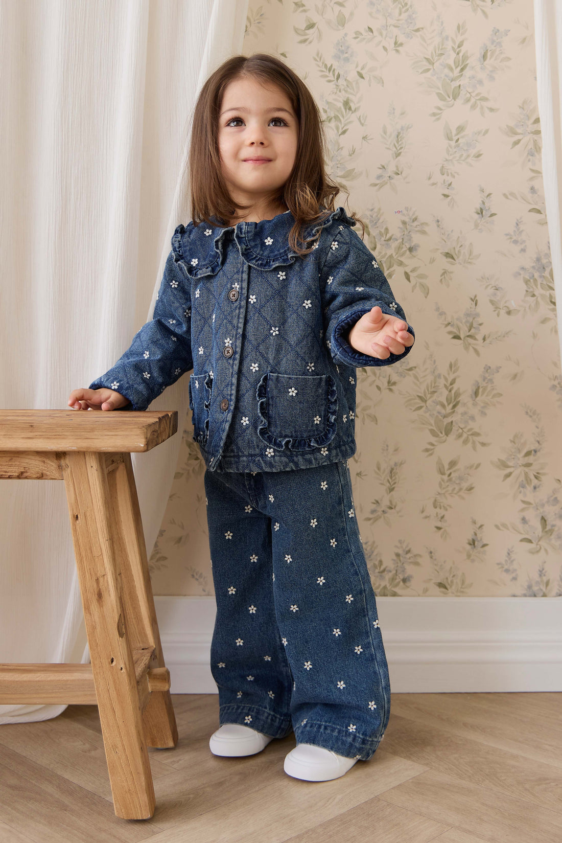 Amandine Pant-Josie Floral Denim Childrens Pant from Jamie Kay Australia