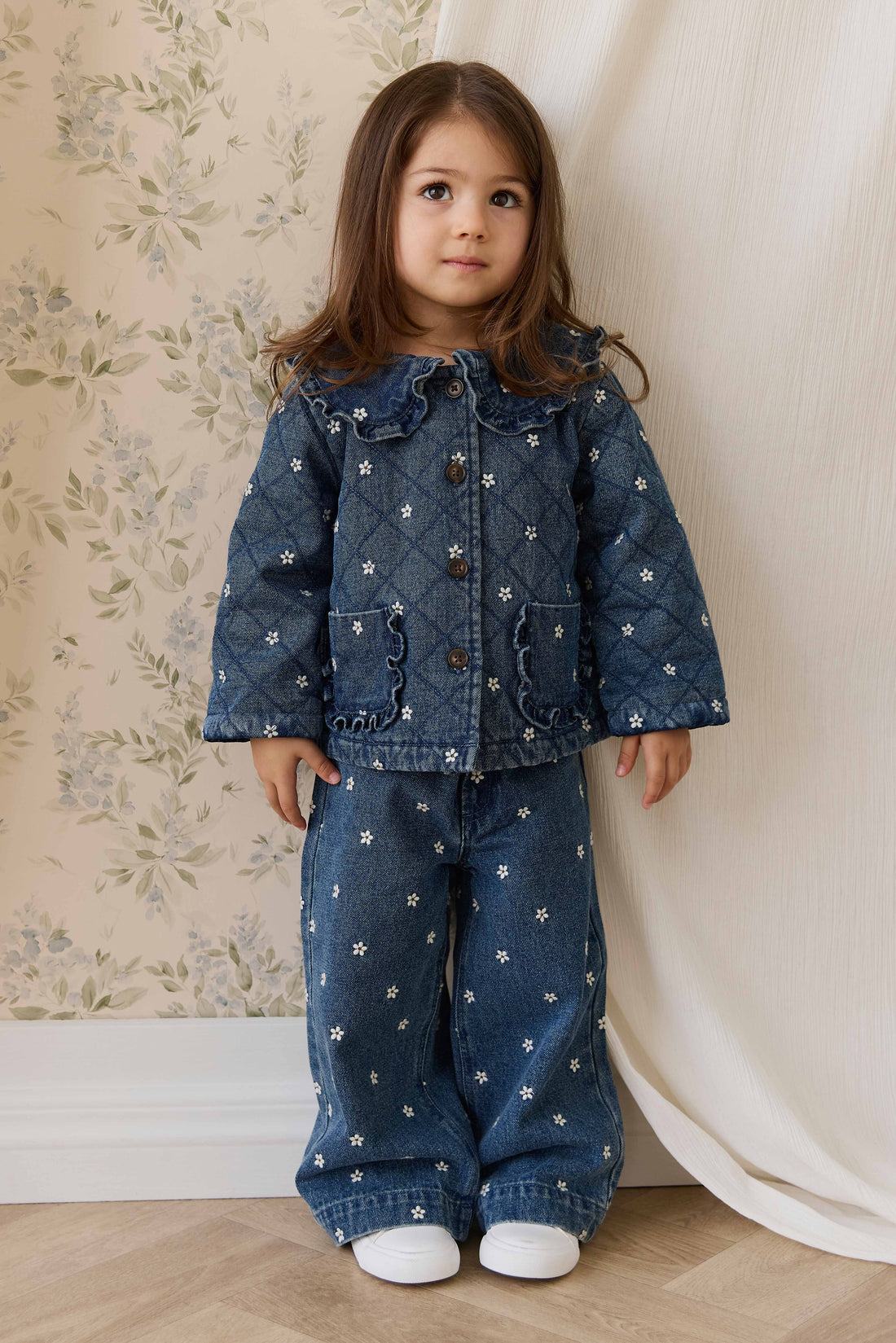 Amandine Pant-Josie Floral Denim Childrens Pant from Jamie Kay Australia