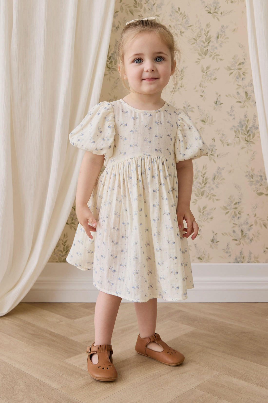 Organic Cotton Muslin Frannie Dress-Molly Blue Childrens Dress from Jamie Kay Australia