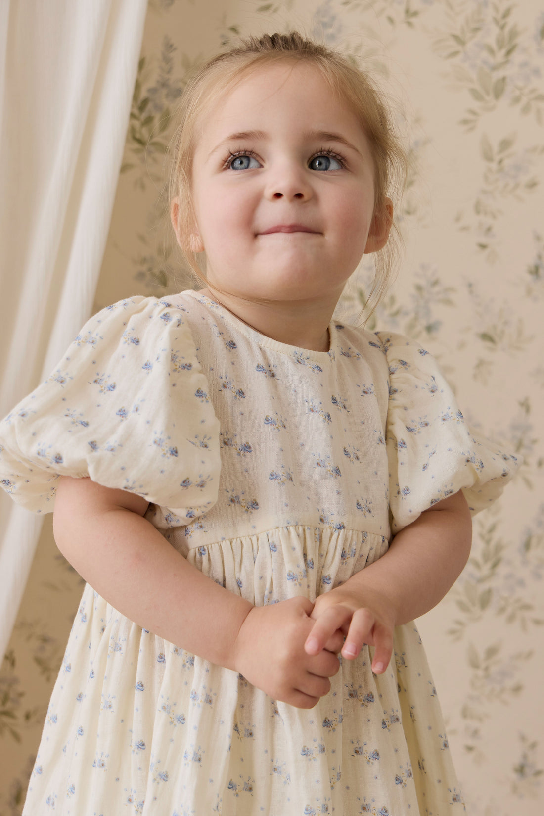 Organic Cotton Muslin Frannie Dress-Molly Blue Childrens Dress from Jamie Kay Australia