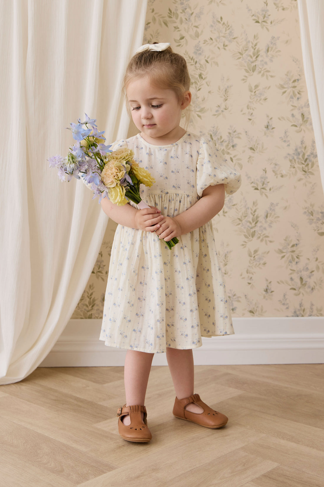 Organic Cotton Muslin Frannie Dress-Molly Blue Childrens Dress from Jamie Kay Australia