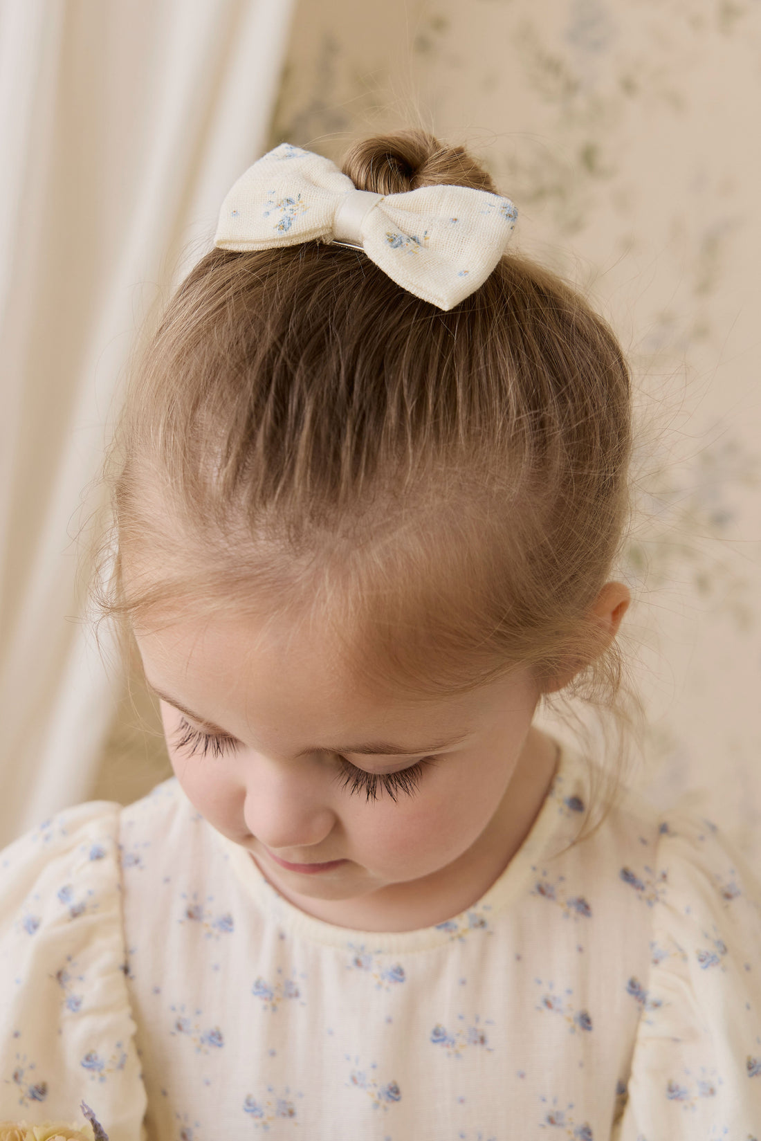 Organic Cotton Muslin Desiree Bow-Molly Blue Childrens Bow from Jamie Kay Australia