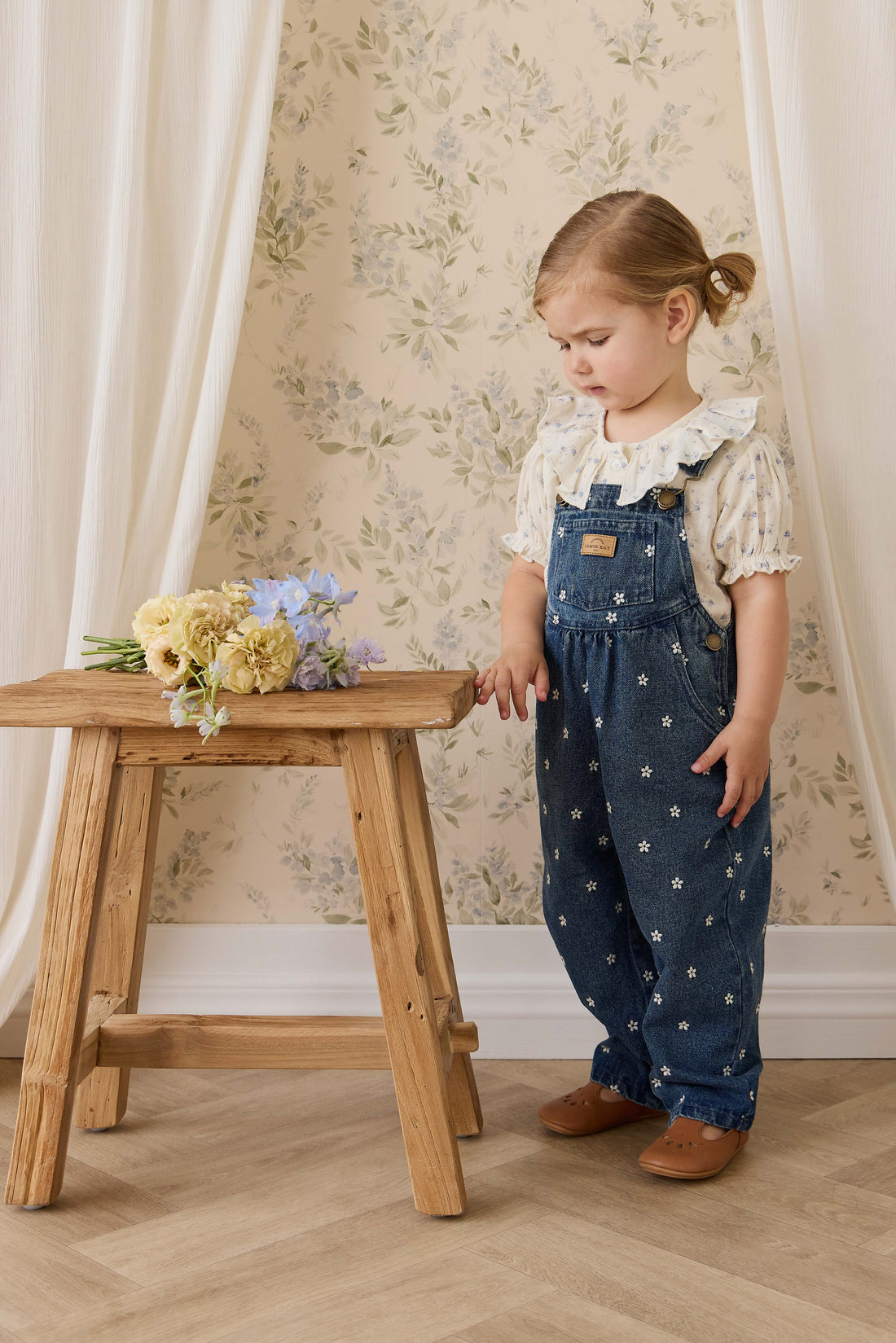 Cecil Overall-Josie Floral Denim Childrens Overall from Jamie Kay Australia