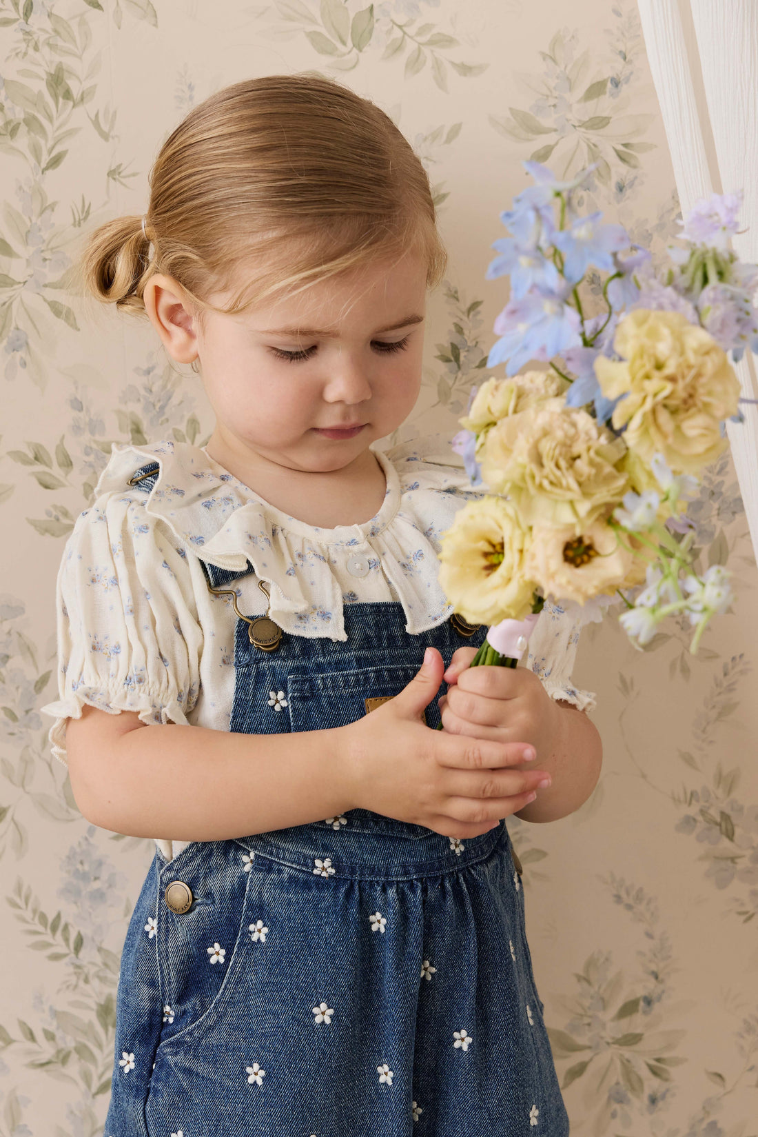 Cecil Overall-Josie Floral Denim Childrens Overall from Jamie Kay Australia