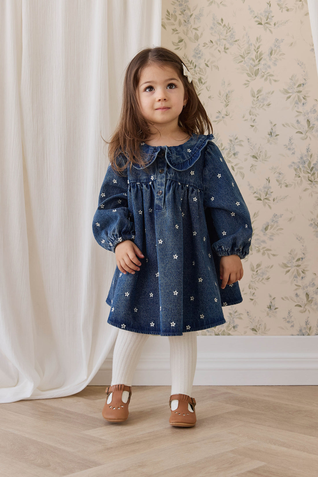 Ira Dress-Josie Floral Denim Childrens Dress from Jamie Kay Australia
