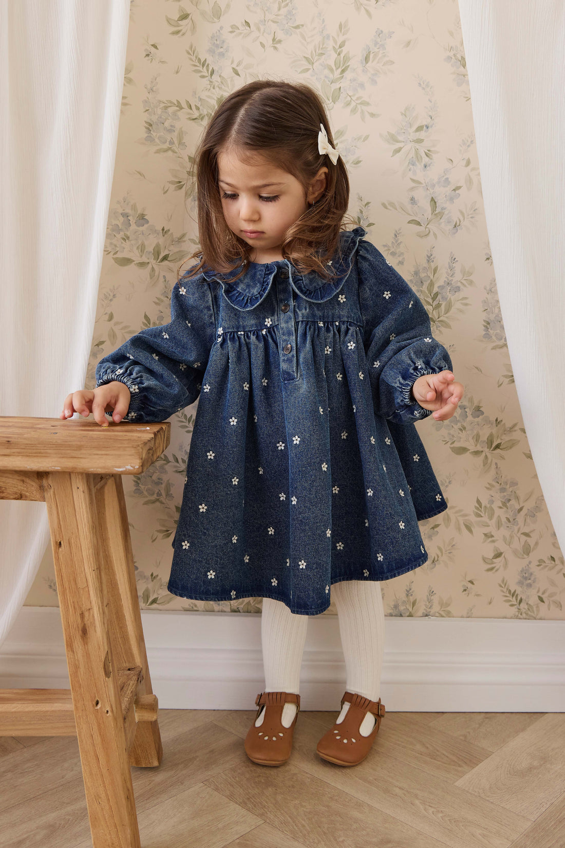 Ira Dress-Josie Floral Denim Childrens Dress from Jamie Kay Australia