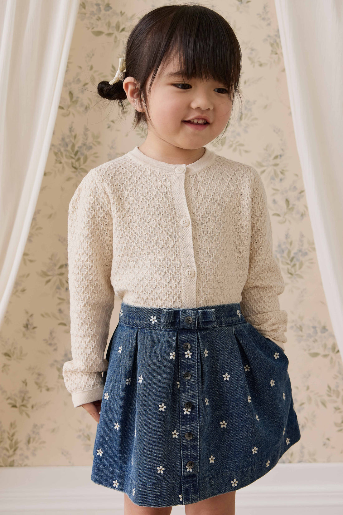 Etta Skirt-Josie Floral Denim Childrens Skirt from Jamie Kay Australia