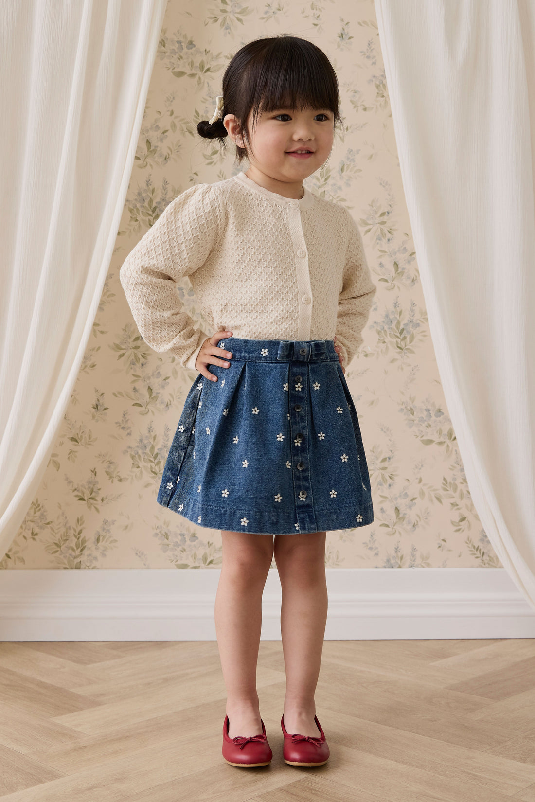 Etta Skirt-Josie Floral Denim Childrens Skirt from Jamie Kay Australia