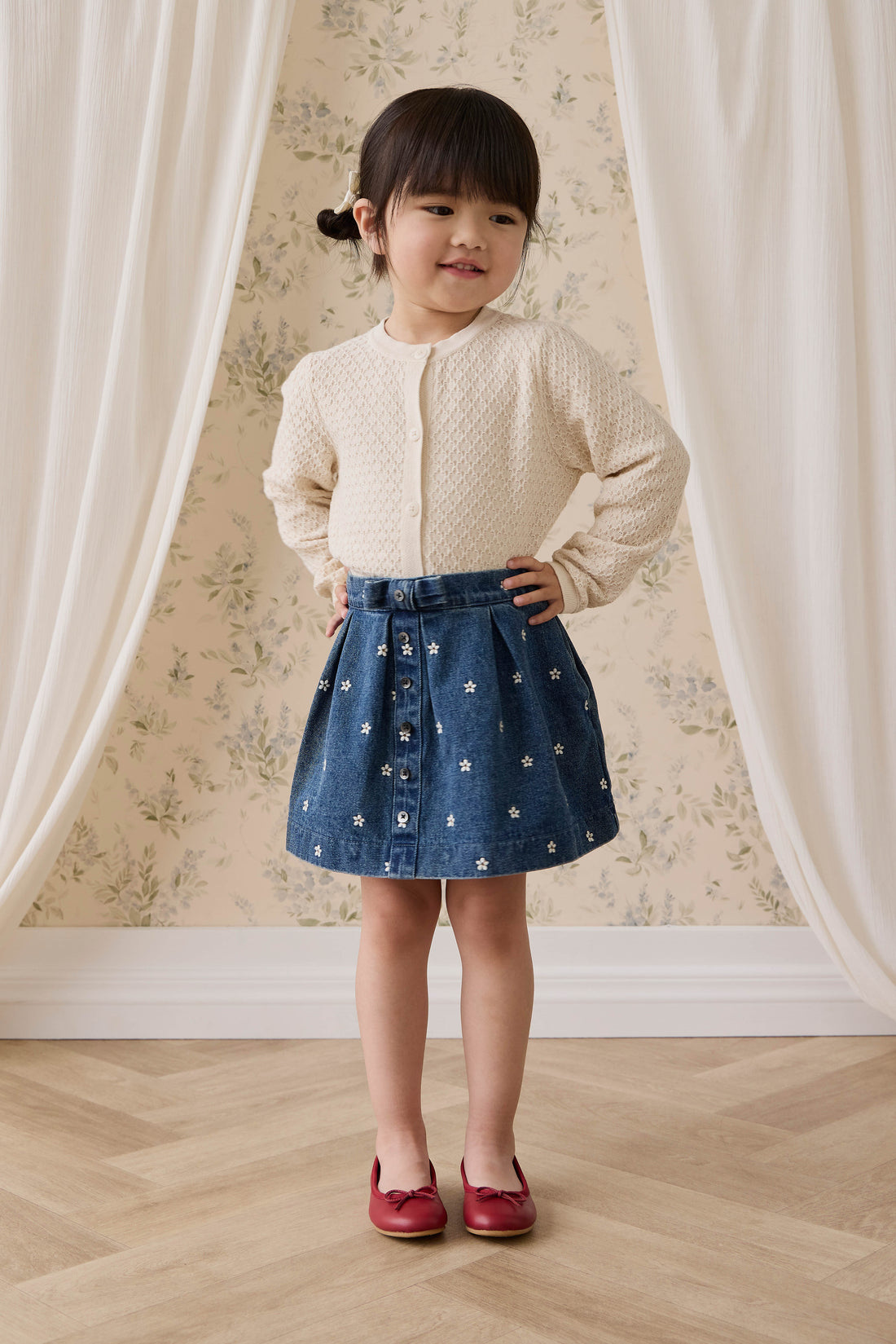 Etta Skirt-Josie Floral Denim Childrens Skirt from Jamie Kay Australia