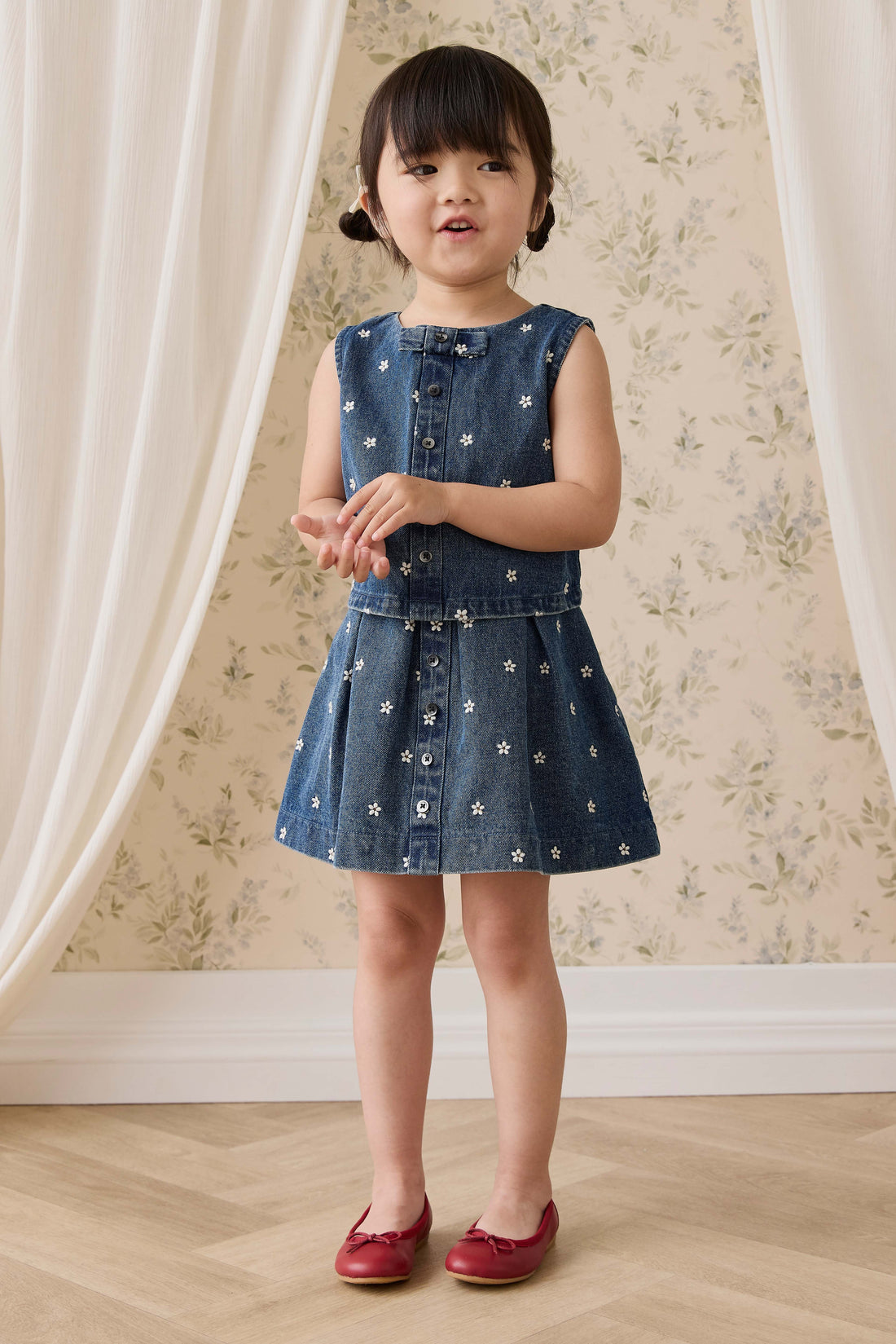 Etta Top-Josie Floral Denim Childrens Top from Jamie Kay Australia