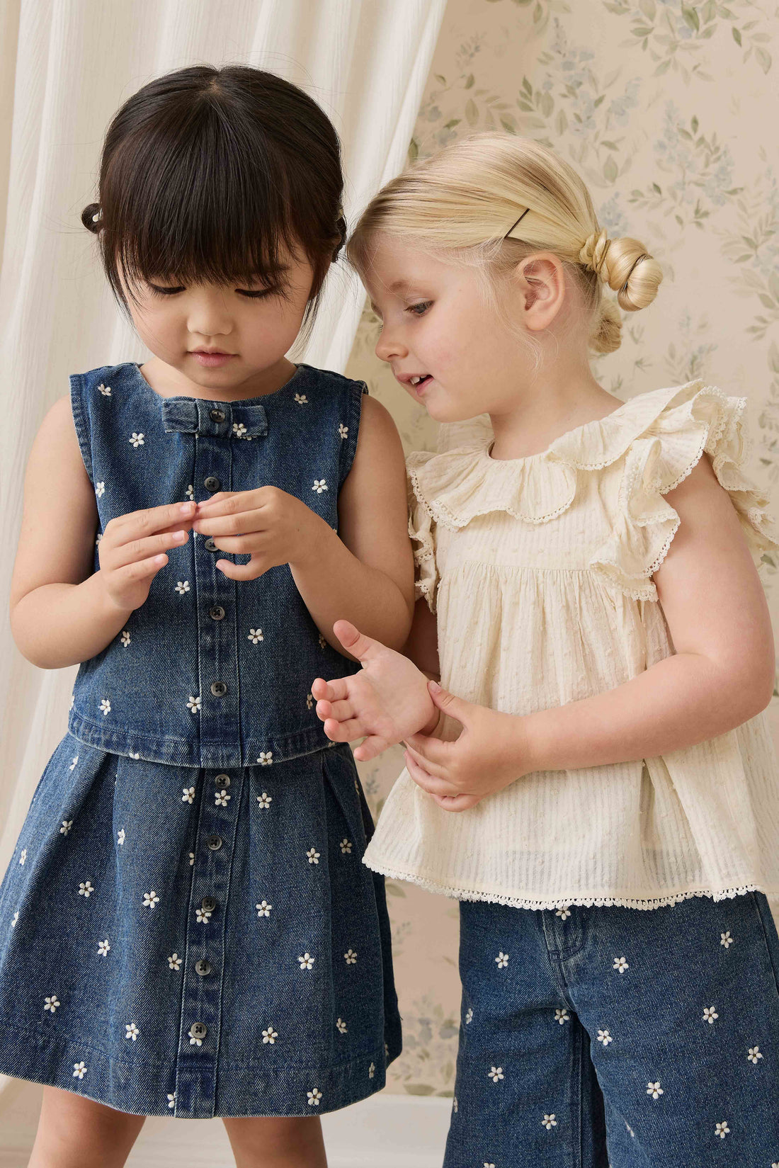 Etta Skirt-Josie Floral Denim Childrens Skirt from Jamie Kay Australia