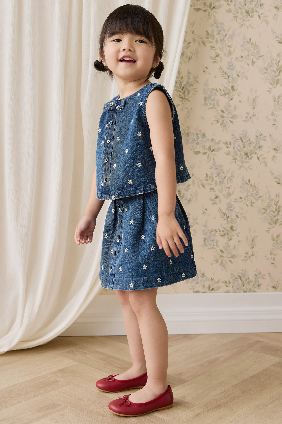 Etta Skirt-Josie Floral Denim Childrens Skirt from Jamie Kay Australia