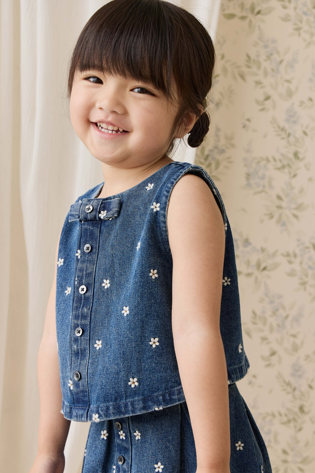 Etta Top-Josie Floral Denim Childrens Top from Jamie Kay Australia