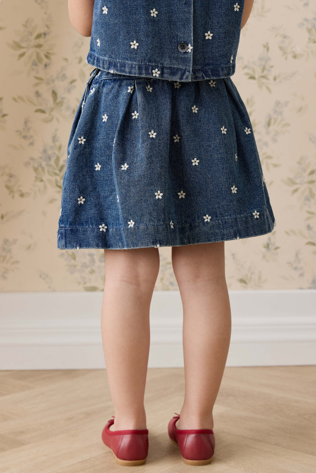 Etta Skirt-Josie Floral Denim Childrens Skirt from Jamie Kay Australia