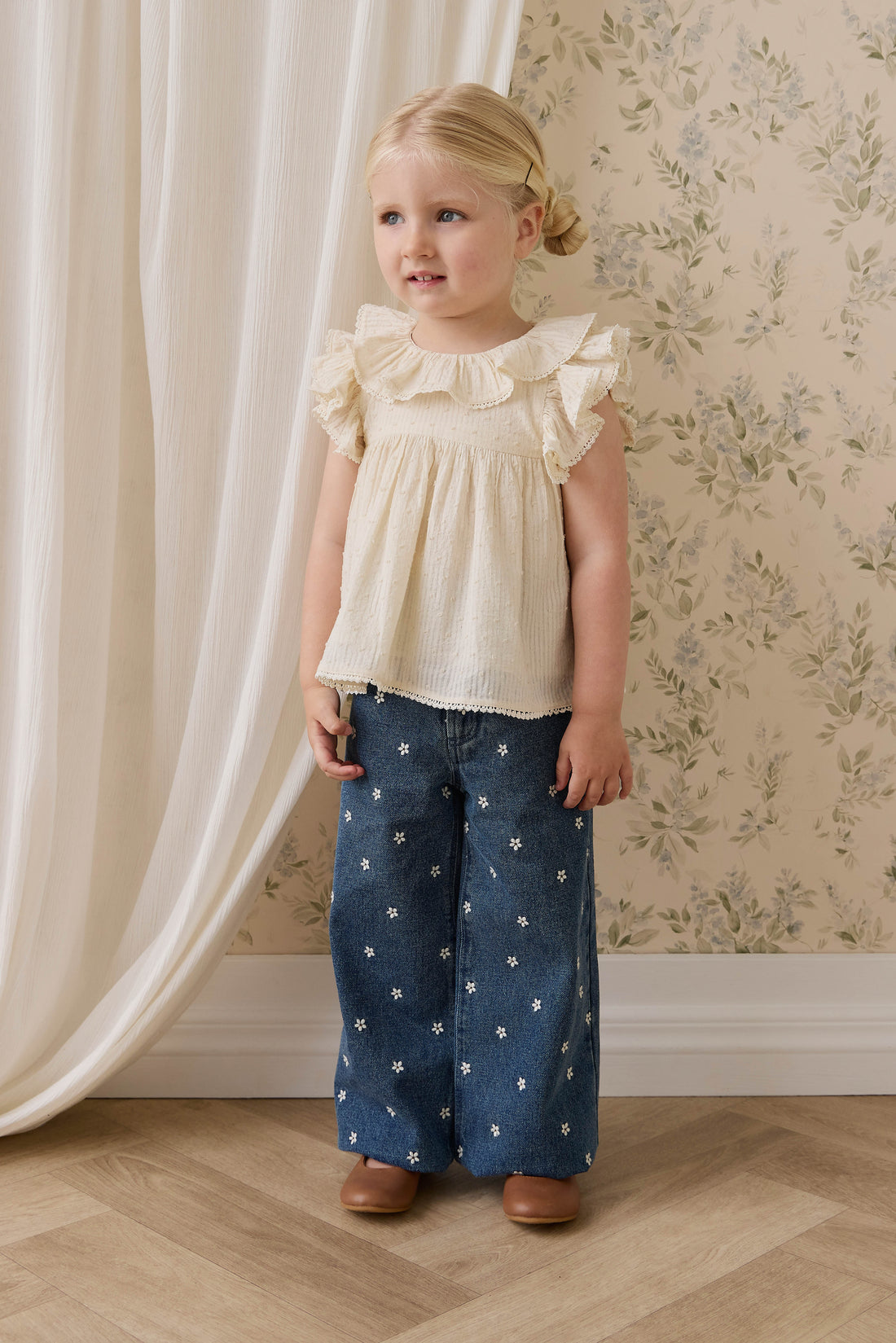 Organic Cotton Banks Blouse-Parchment Childrens Top from Jamie Kay Australia