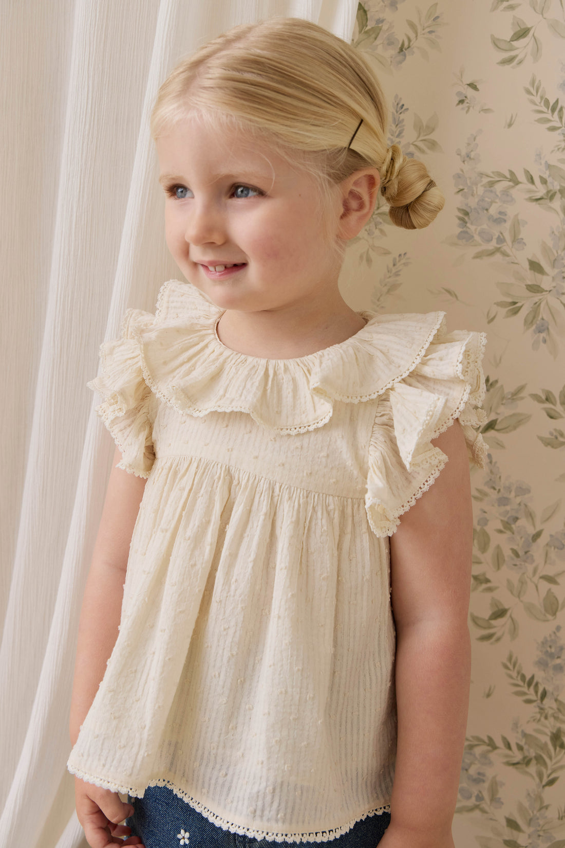 Organic Cotton Banks Blouse-Parchment Childrens Top from Jamie Kay Australia