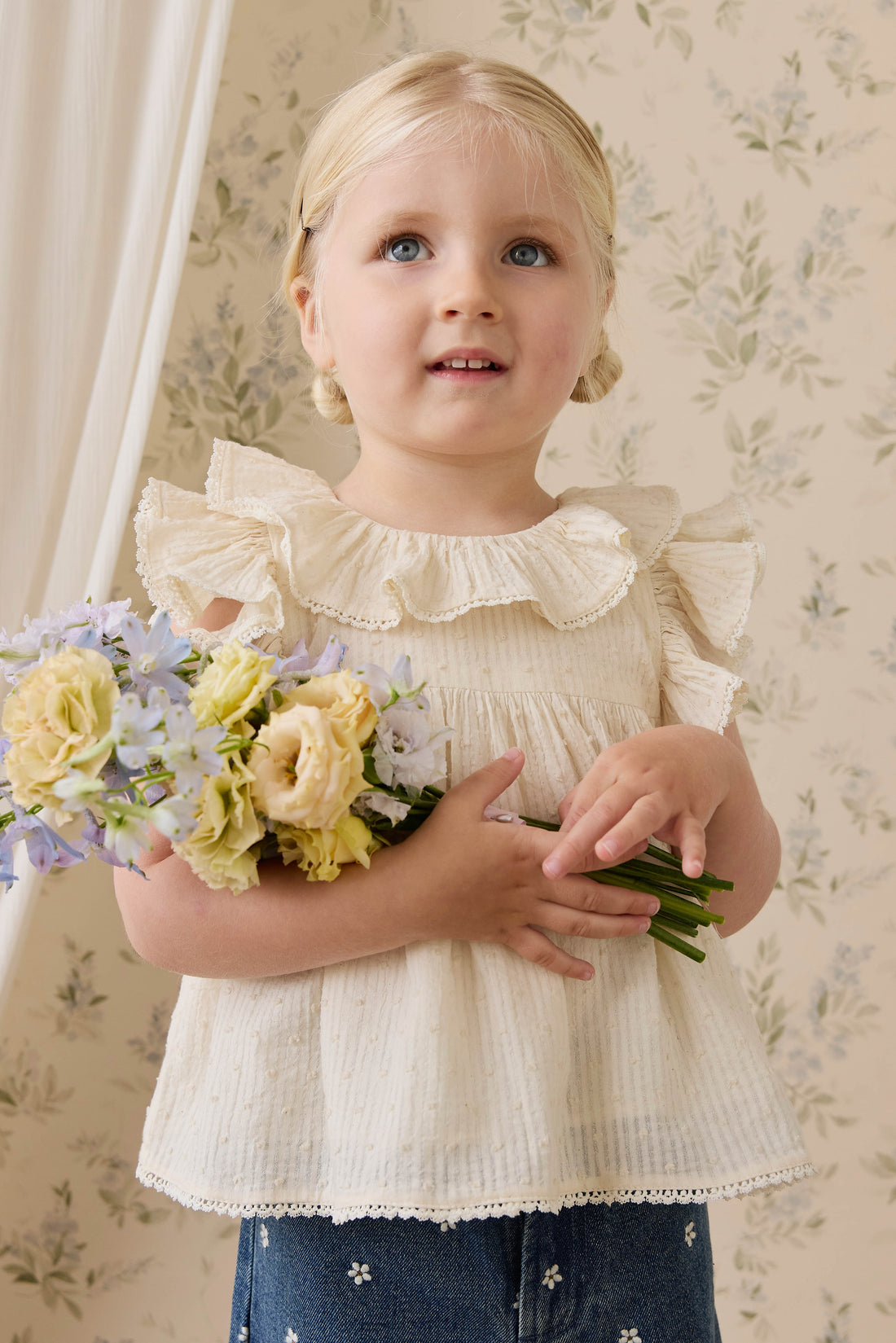 Organic Cotton Banks Blouse-Parchment Childrens Top from Jamie Kay Australia