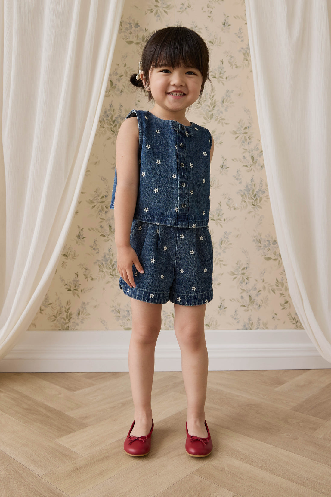 Jardine Short-Josie Floral Denim Childrens Shorts from Jamie Kay Australia