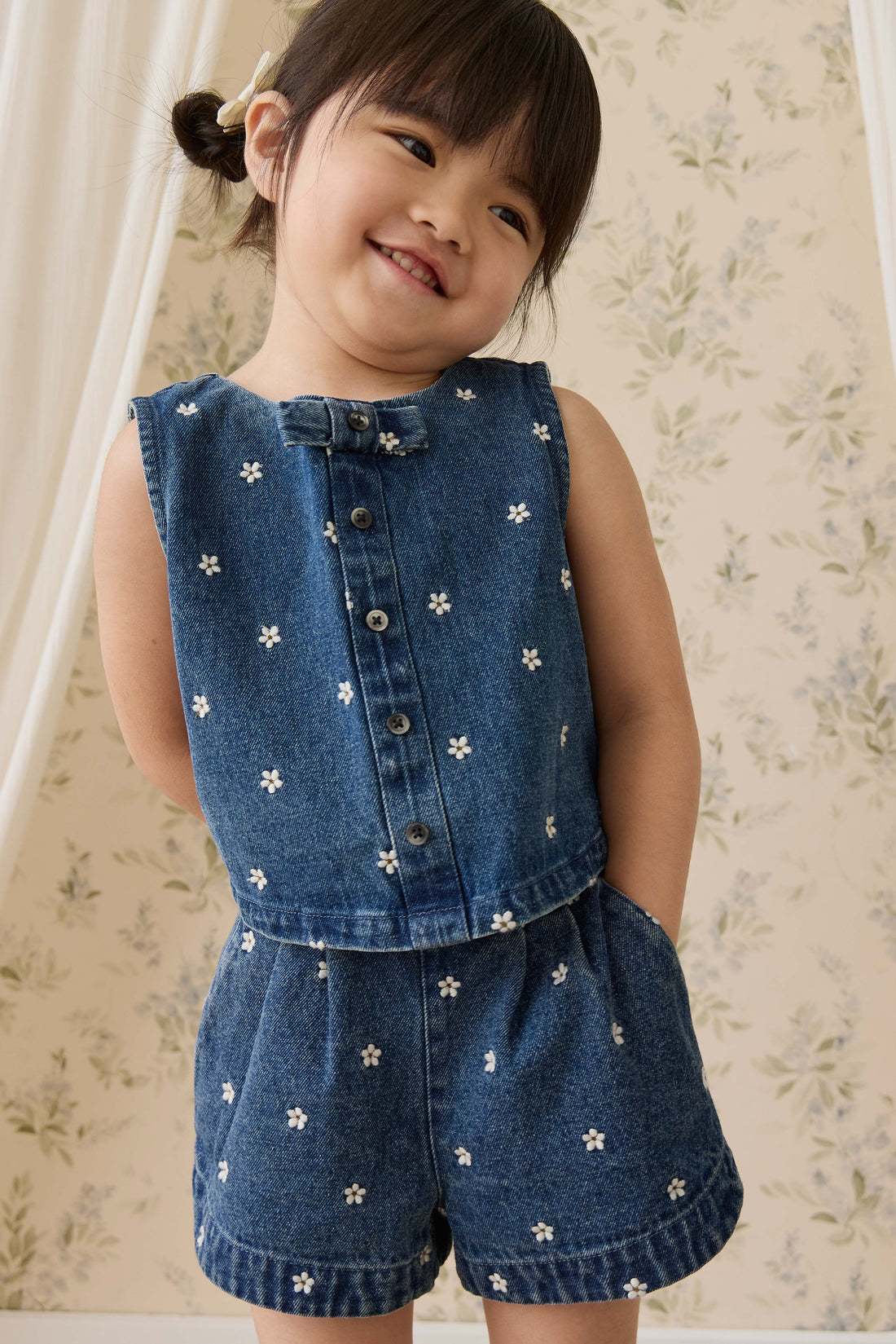 Jardine Short-Josie Floral Denim Childrens Shorts from Jamie Kay Australia