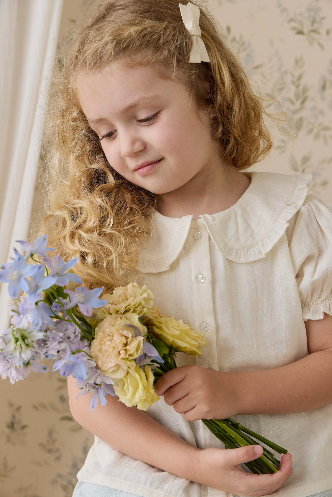 Organic Cotton Muslin Bowie Blouse - Parchment Childrens Top from Jamie Kay Australia