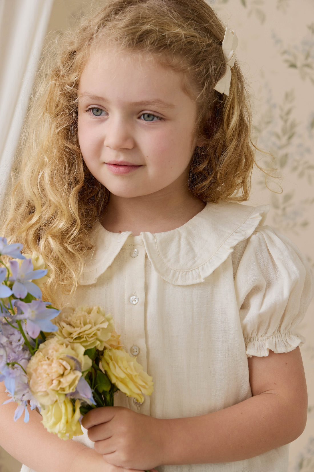 Organic Cotton Muslin Bowie Blouse - Parchment Childrens Top from Jamie Kay Australia