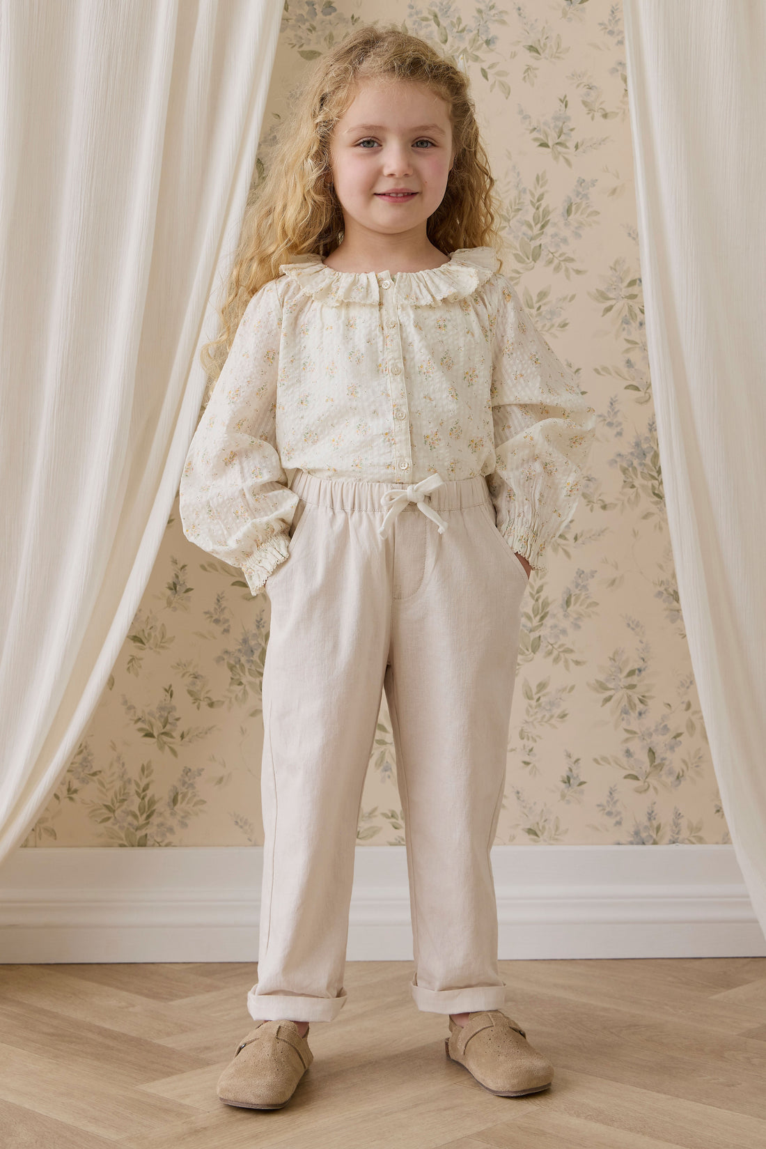 Ali Linen/Cotton Pant-Natural Childrens Pant from Jamie Kay Australia