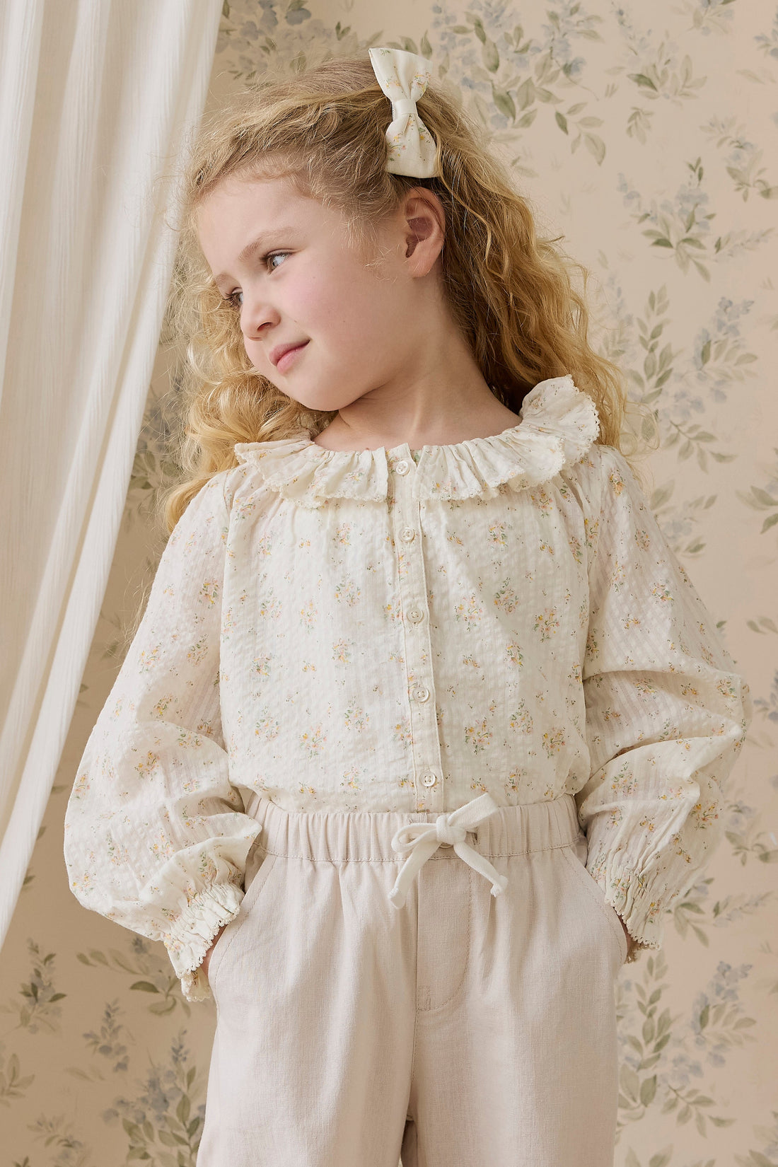 Organic Cotton Cecile Top-Justine Parchment Childrens Top from Jamie Kay Australia