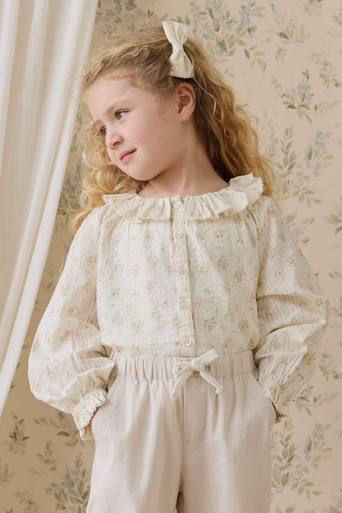 Ali Linen/Cotton Pant-Natural Childrens Pant from Jamie Kay Australia