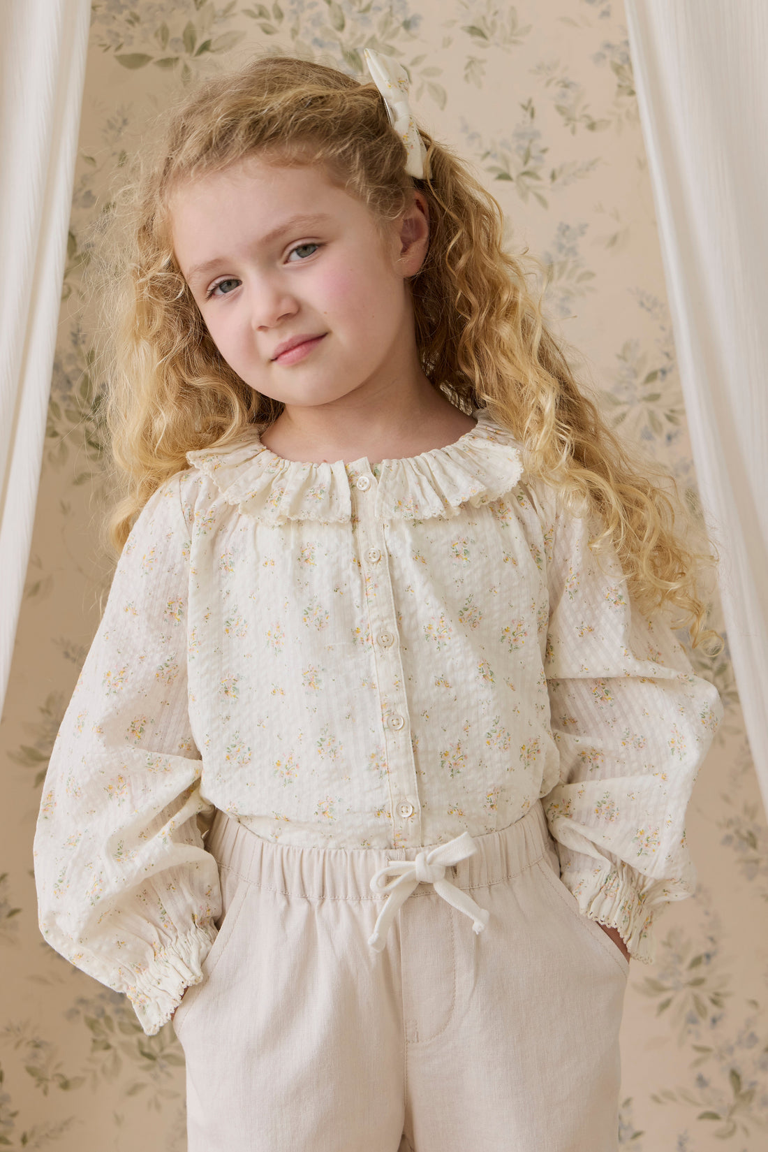Organic Cotton Cecile Top-Justine Parchment Childrens Top from Jamie Kay Australia