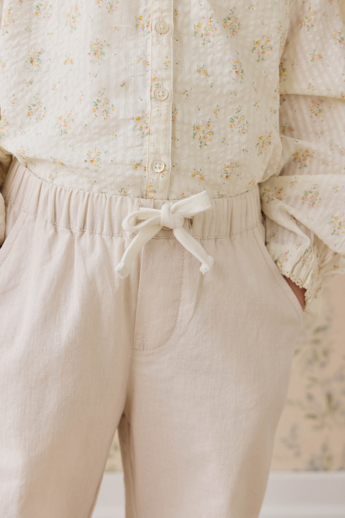 Ali Linen/Cotton Pant-Natural Childrens Pant from Jamie Kay Australia