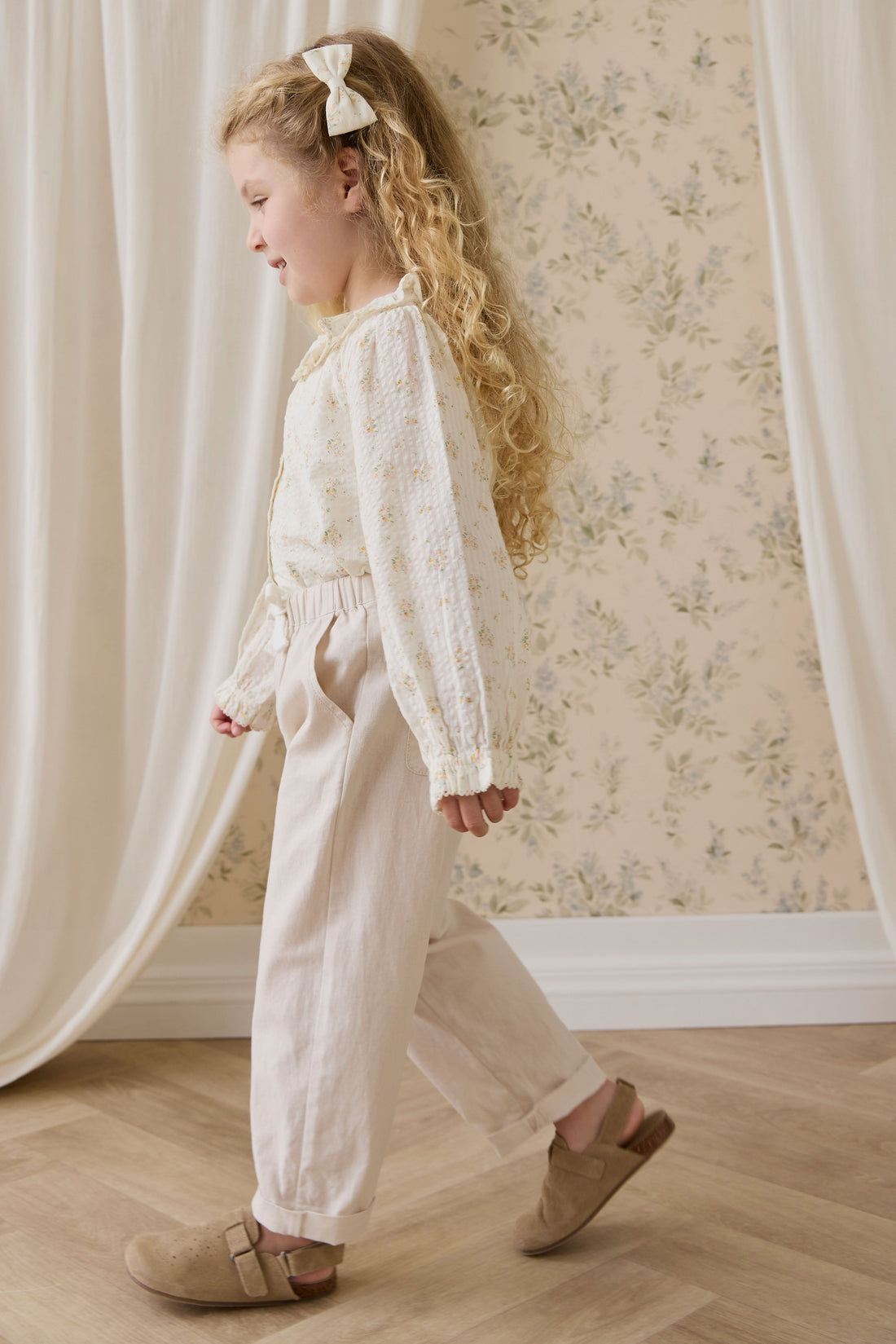 Ali Linen/Cotton Pant-Natural Childrens Pant from Jamie Kay Australia