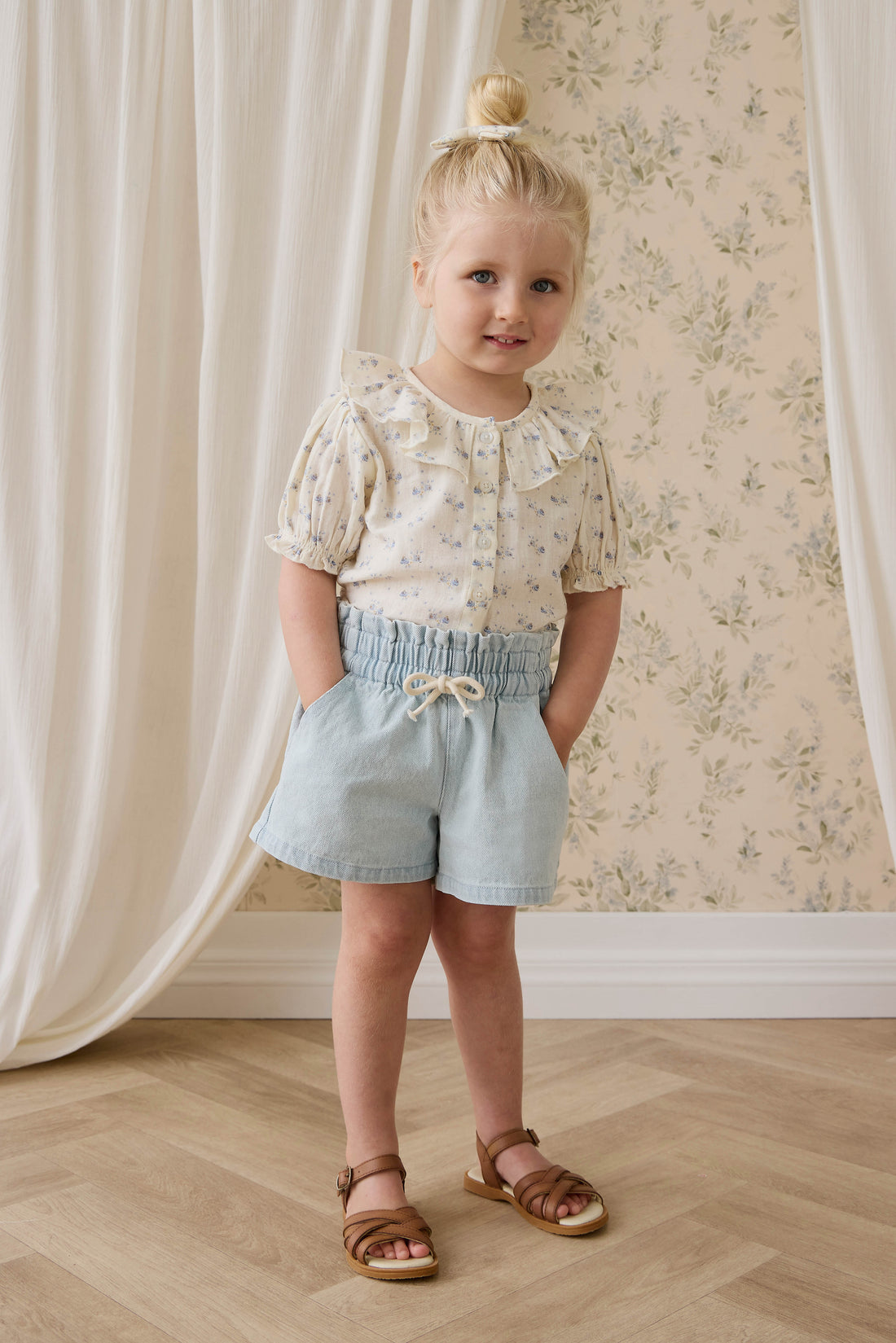 Organic Cotton Muslin Alora Top-Molly Blue Childrens Top from Jamie Kay Australia