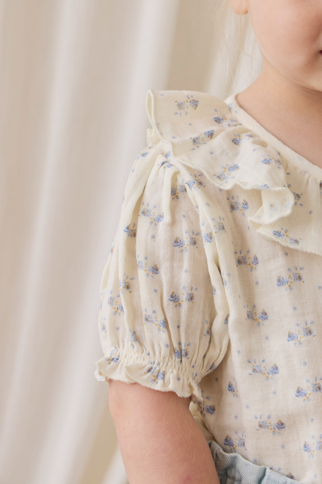 Organic Cotton Muslin Alora Top-Molly Blue Childrens Top from Jamie Kay Australia