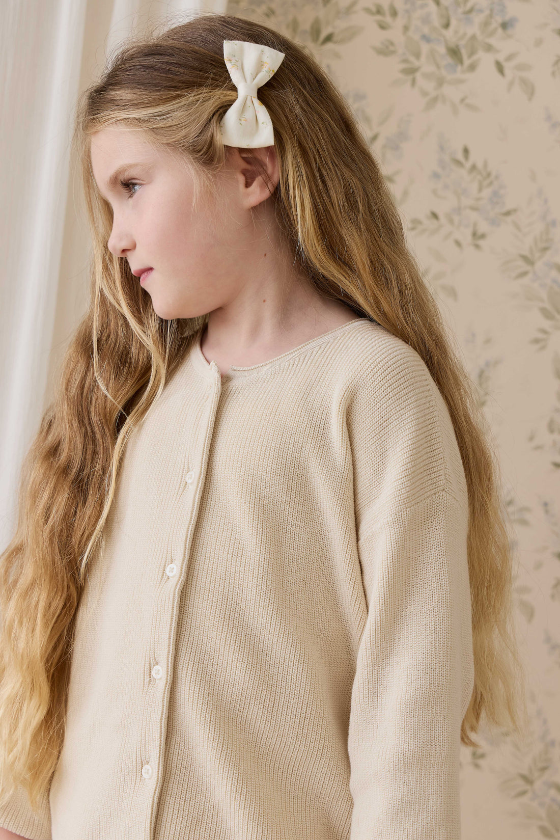Organic Cotton Desiree Bow-Justine Parchment Childrens Bow from Jamie Kay Australia